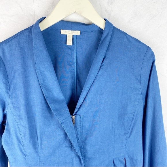 [Eileen Fisher] Blue Organic Linen Peplum Jacket - Picture 6 of 7